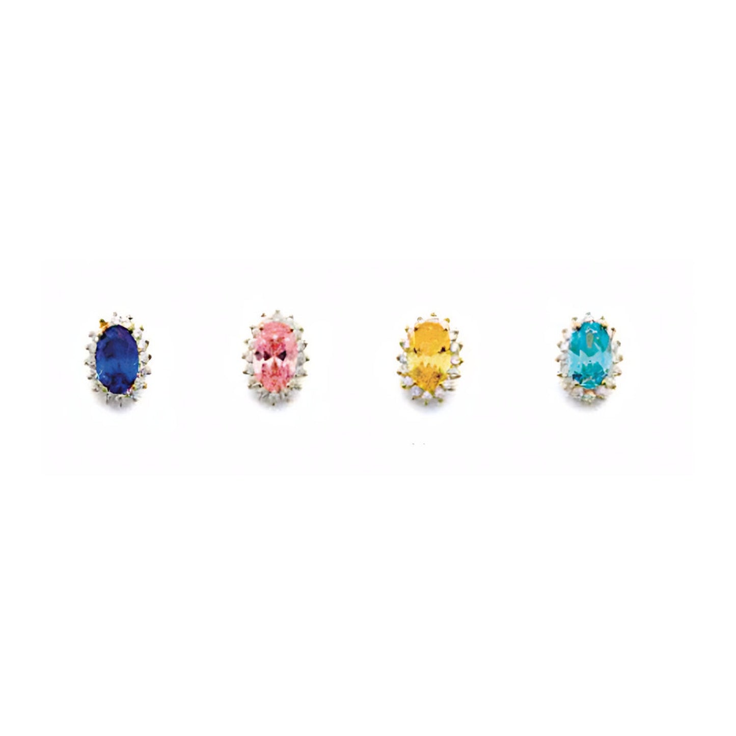 14K Dainty Birthstone Oval Stud Earrings