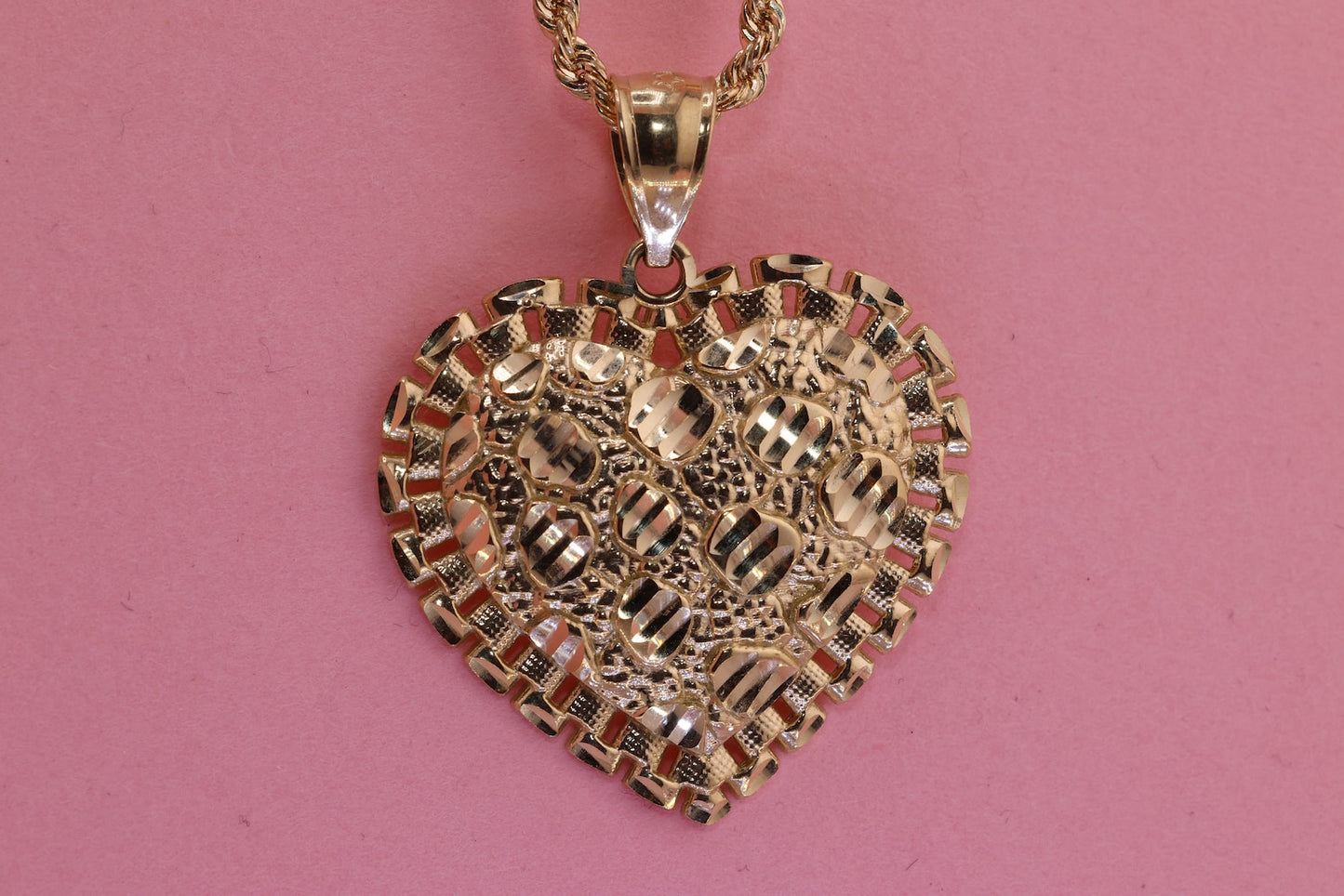 10K Solid Gold Rolex Heart Nugget Pendant