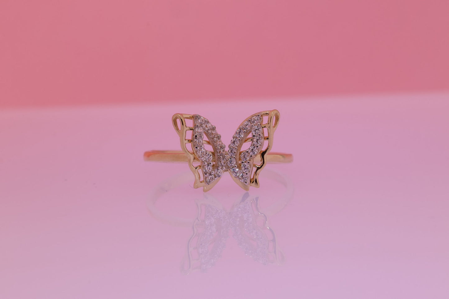 14k Gold Cubic Zirconia Butterfly Ring H