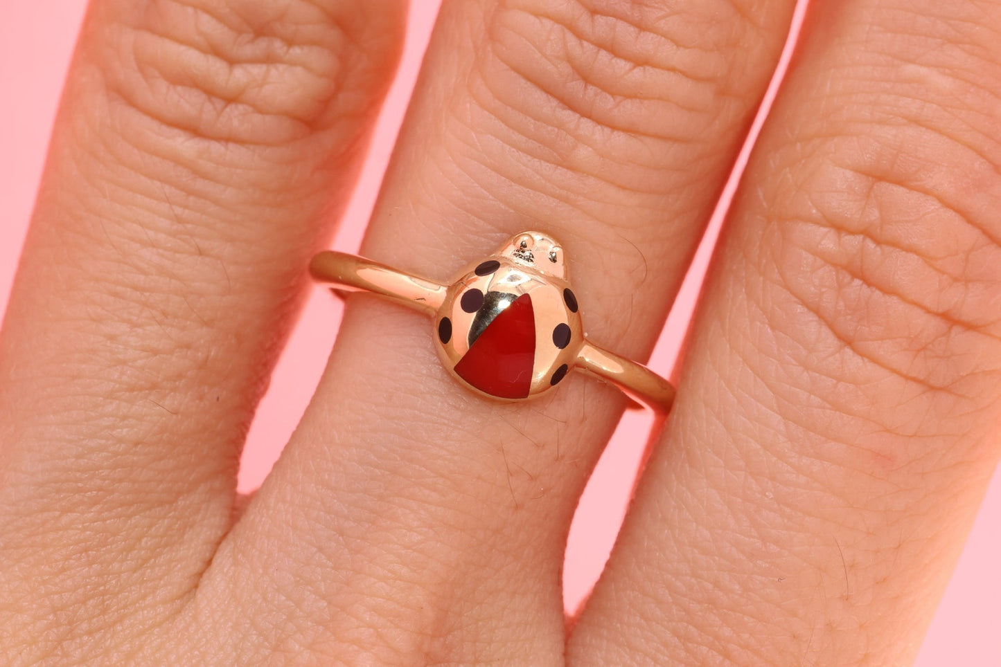 14K Solid gold Lady Bug Ring