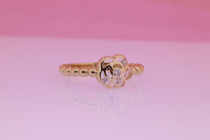 14K Solid Gold Flower Shaped Ring