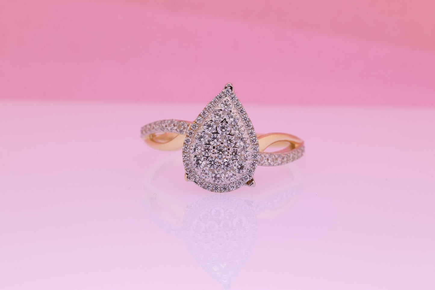 14K Pear Shape Paved Engagement Ring