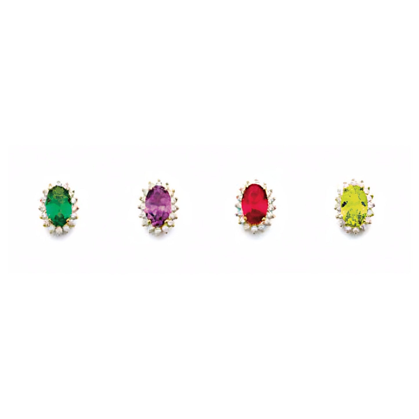 14K Dainty Birthstone Oval Stud Earrings