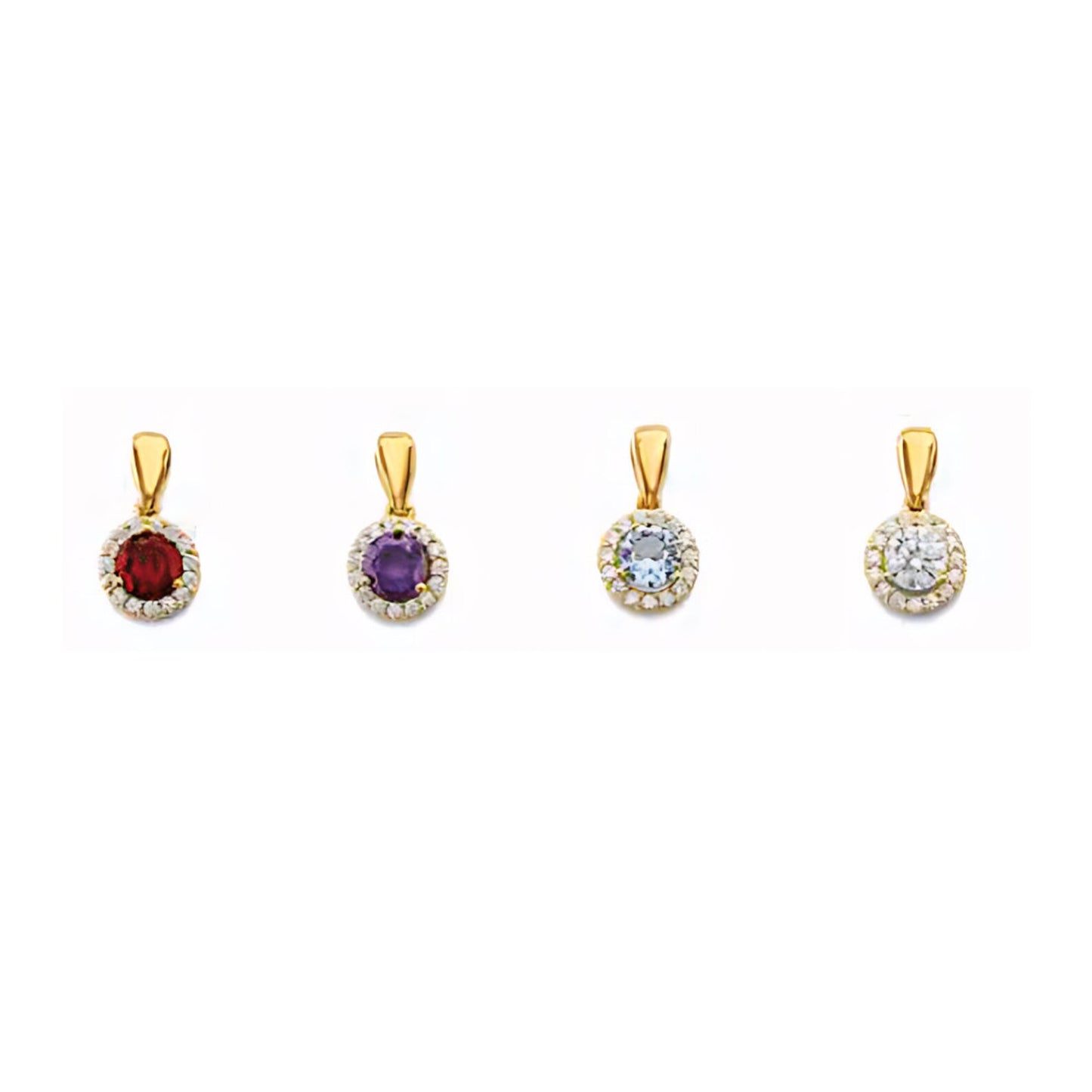 14K Dainty Birthstone Halo Pendant