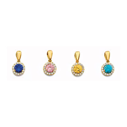 14K Dainty Birthstone Halo Pendant