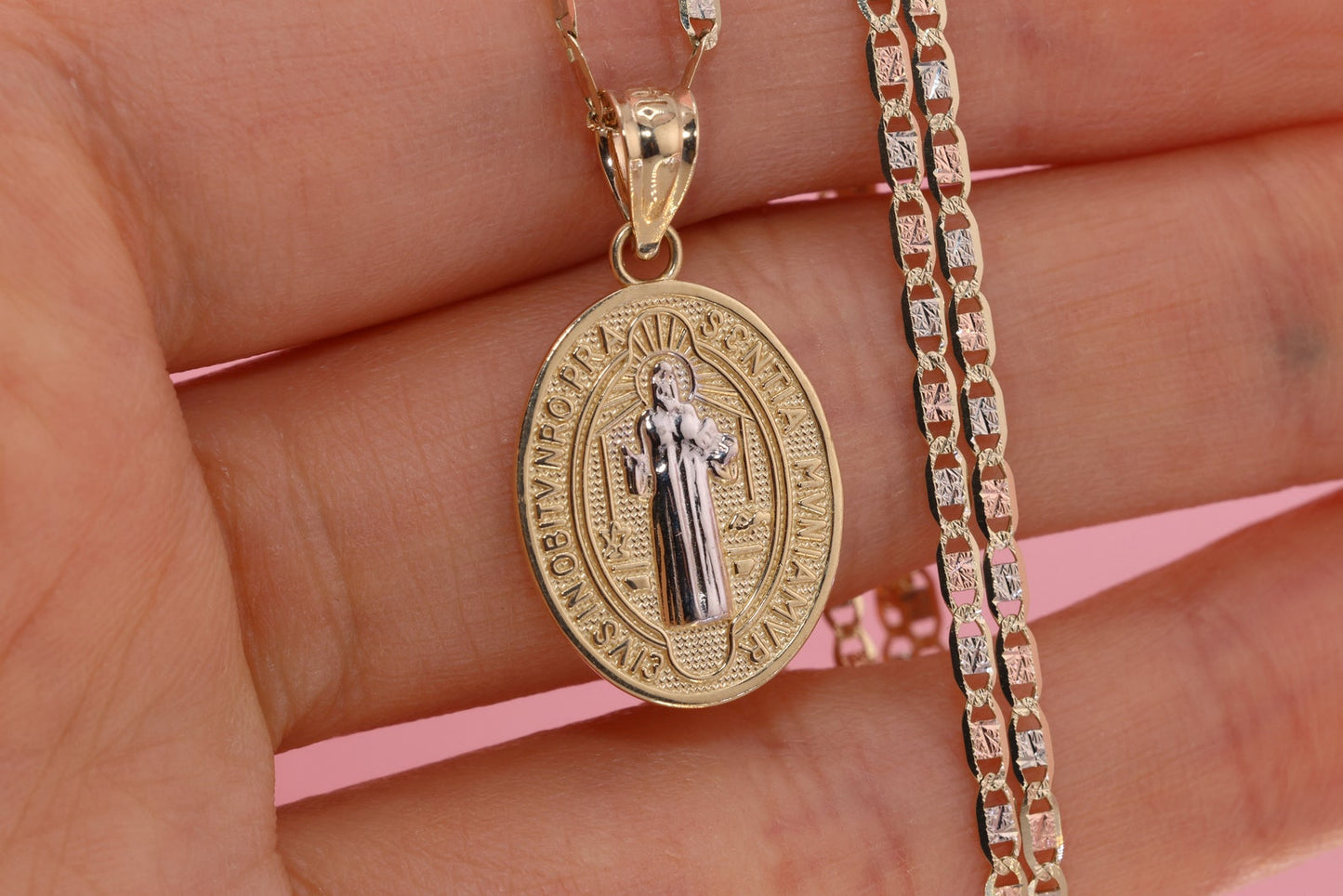 14k Saint Benedict Pendant Necklace B