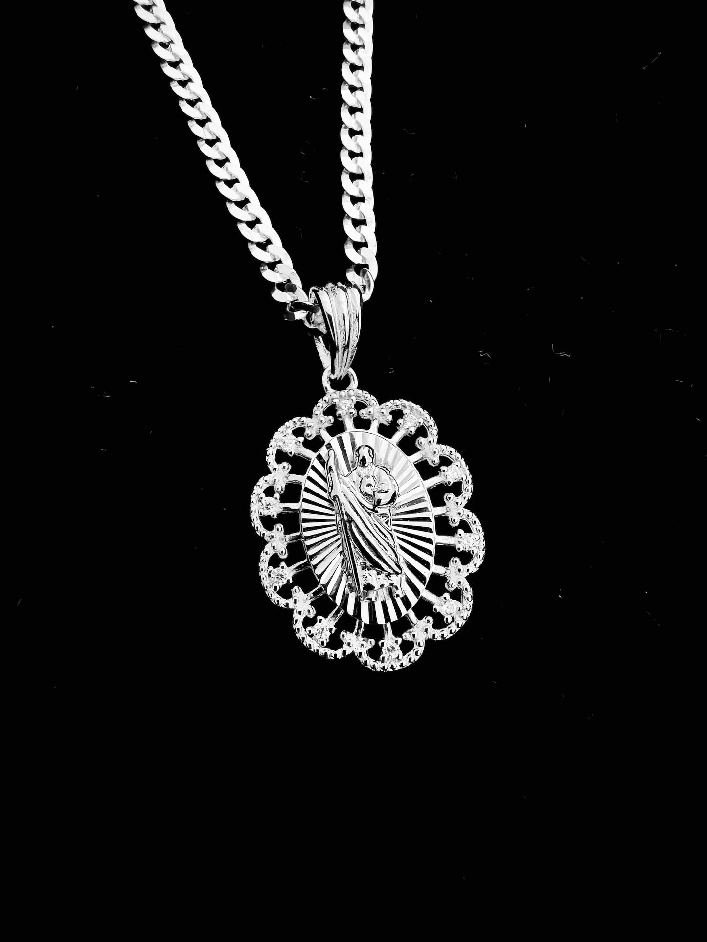 SOLID Genuine 925 Sterling Silver Saint Jude Necklace H