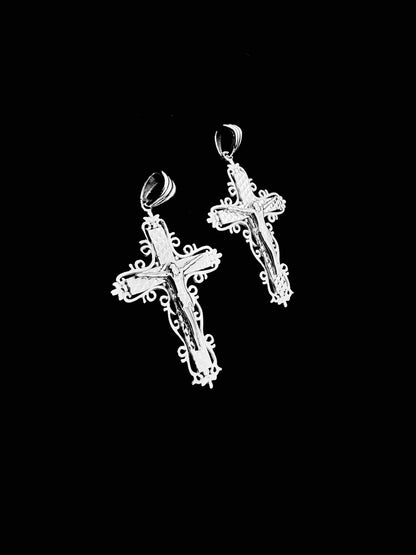 SOLID Genuine 925 Sterling Silver Cross Jesus Crucifix Crucifijo Charm Pendant A