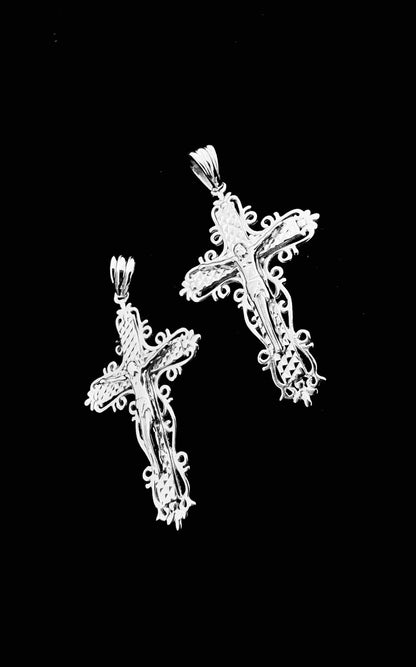 SOLID Genuine 925 Sterling Silver Cross Jesus Crucifix Crucifijo Charm Pendant A