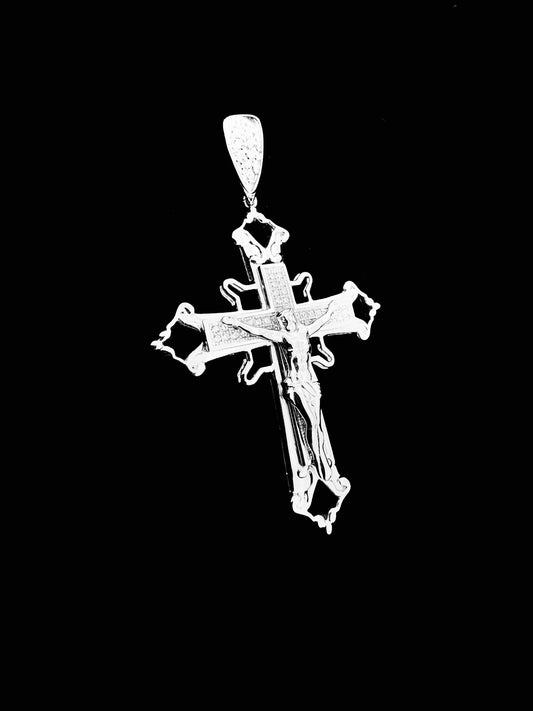 SOLID Genuine 925 Sterling Silver Cross Jesus Crucifix Crucifijo Charm Pendant B