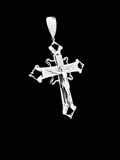 SOLID Genuine 925 Sterling Silver Cross Jesus Crucifix Crucifijo Charm Pendant B