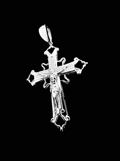 SOLID Genuine 925 Sterling Silver Cross Jesus Crucifix Crucifijo Charm Pendant B