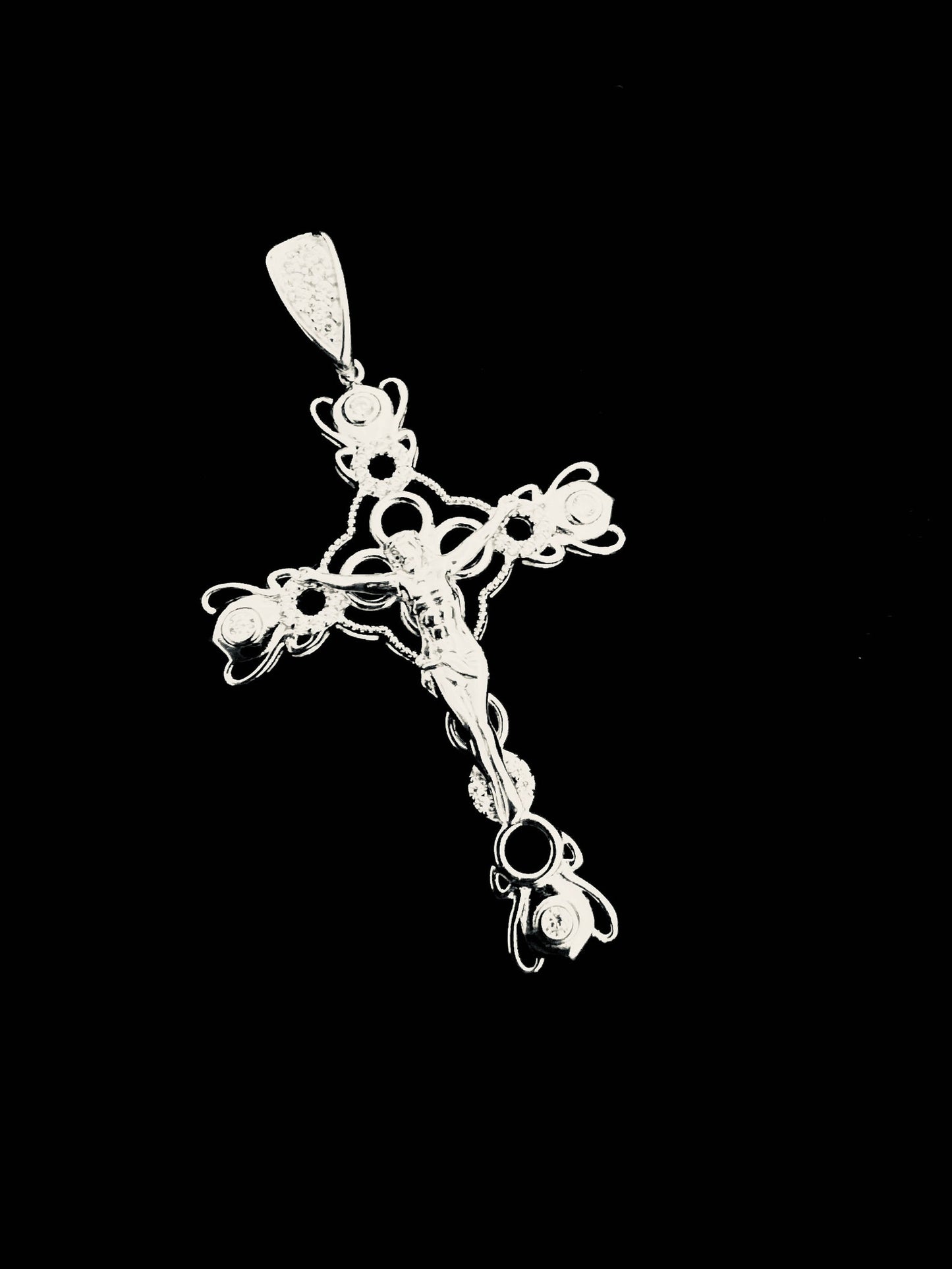 SOLID Genuine 925 Sterling Silver Cross Jesus Crucifix Crucifijo Charm Pendant C