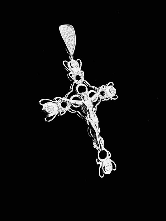 SOLID Genuine 925 Sterling Silver Cross Jesus Crucifix Crucifijo Charm Pendant C