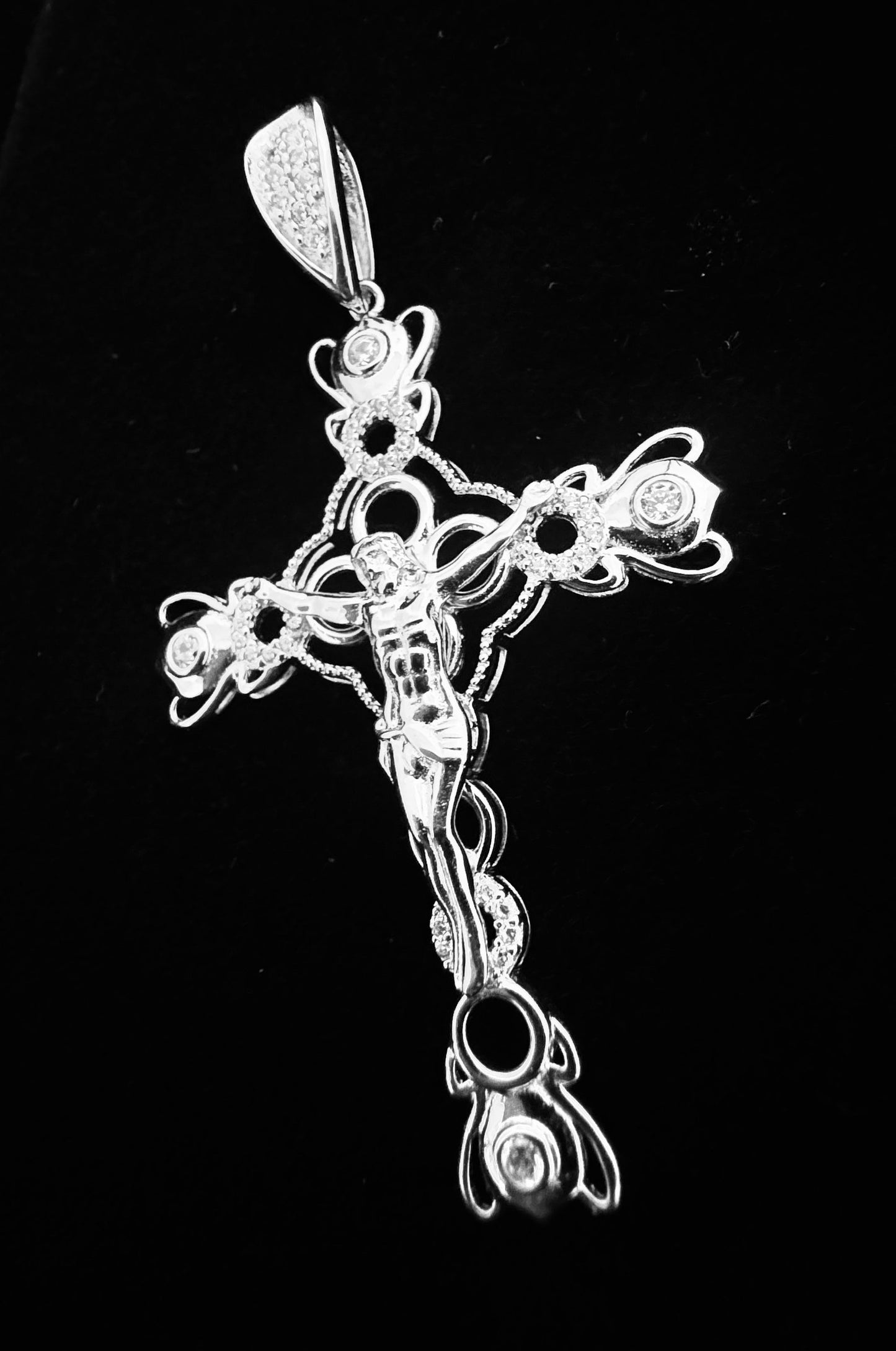 SOLID Genuine 925 Sterling Silver Cross Jesus Crucifix Crucifijo Charm Pendant C