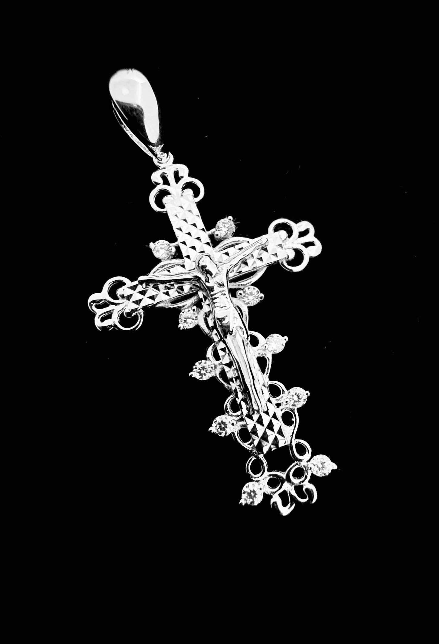 SOLID Genuine 925 Sterling Silver Cross Jesus Crucifix Crucifijo Charm Pendant D