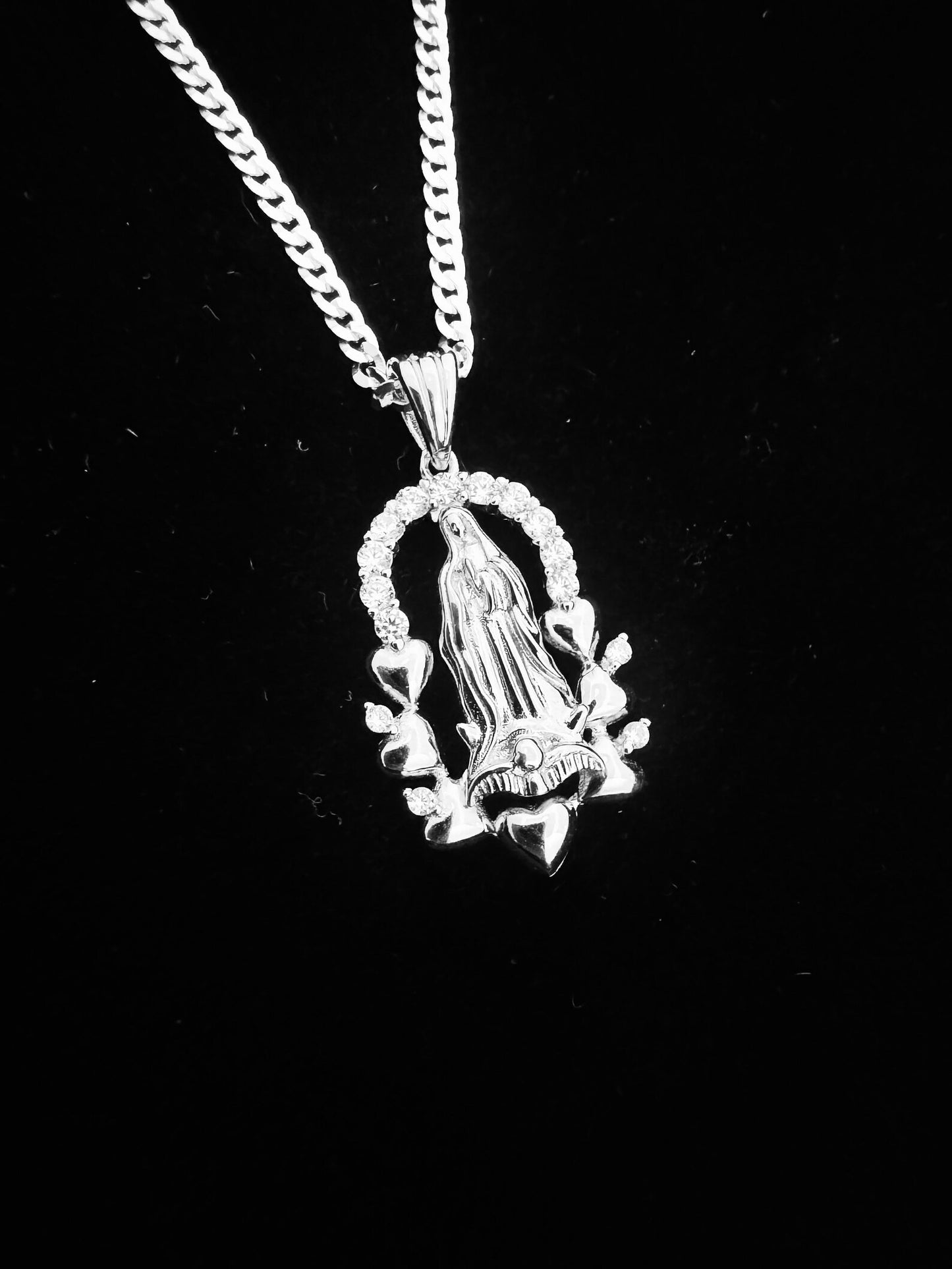 SOLID Genuine 925 Sterling Silver Lady of Guadalupe Pendant F