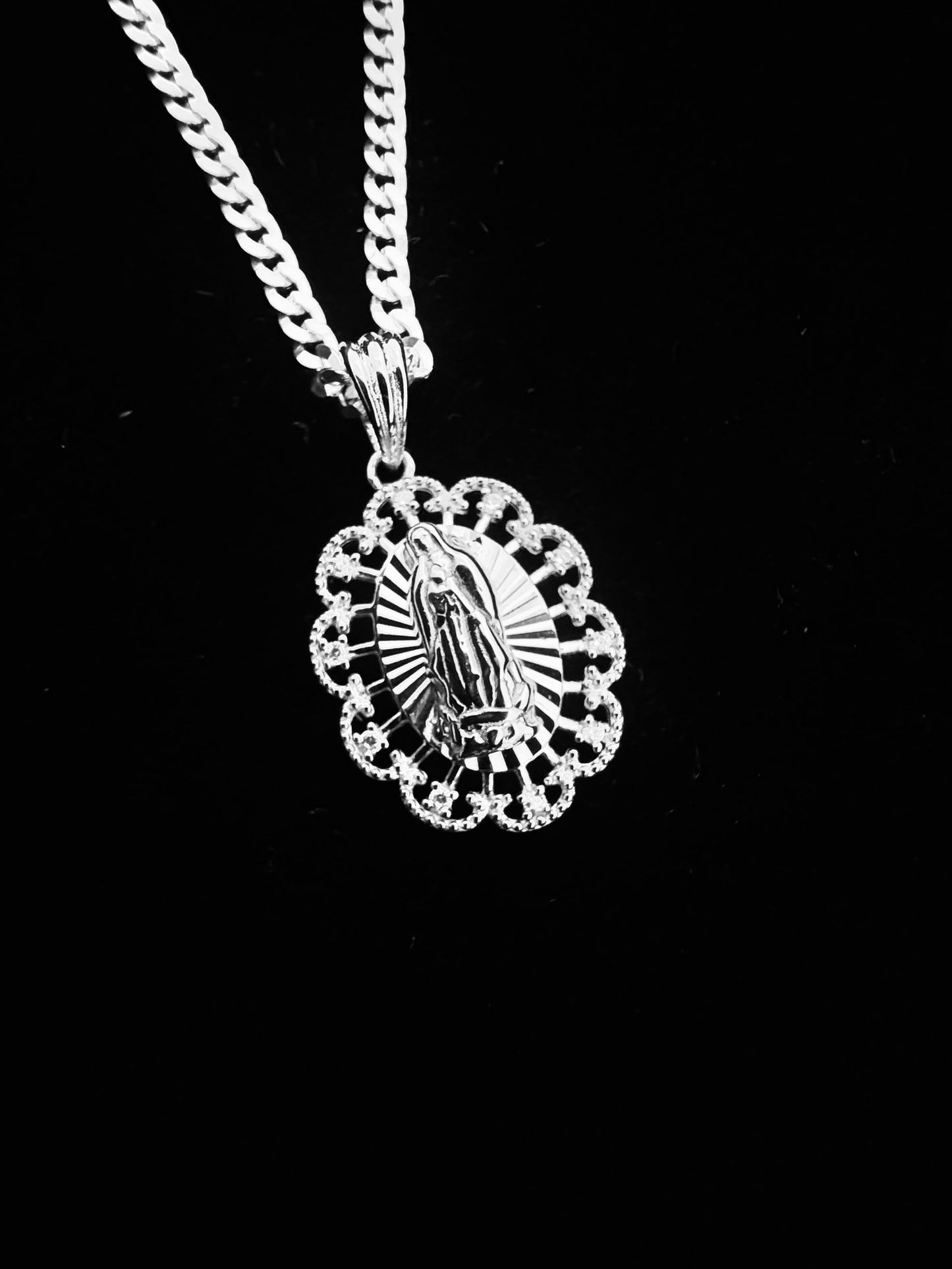 SOLID Genuine 925 Sterling Silver Lady of Guadalupe Pendant E