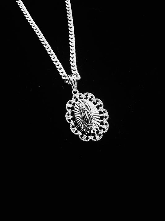 SOLID Genuine 925 Sterling Silver Lady of Guadalupe Pendant E