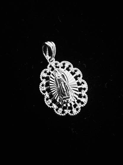 SOLID Genuine 925 Sterling Silver Lady of Guadalupe Pendant E