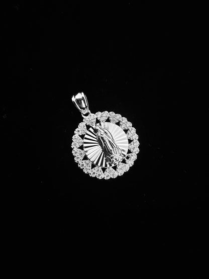 SOLID Genuine 925 Sterling Silver Lady of Guadalupe Pendant D