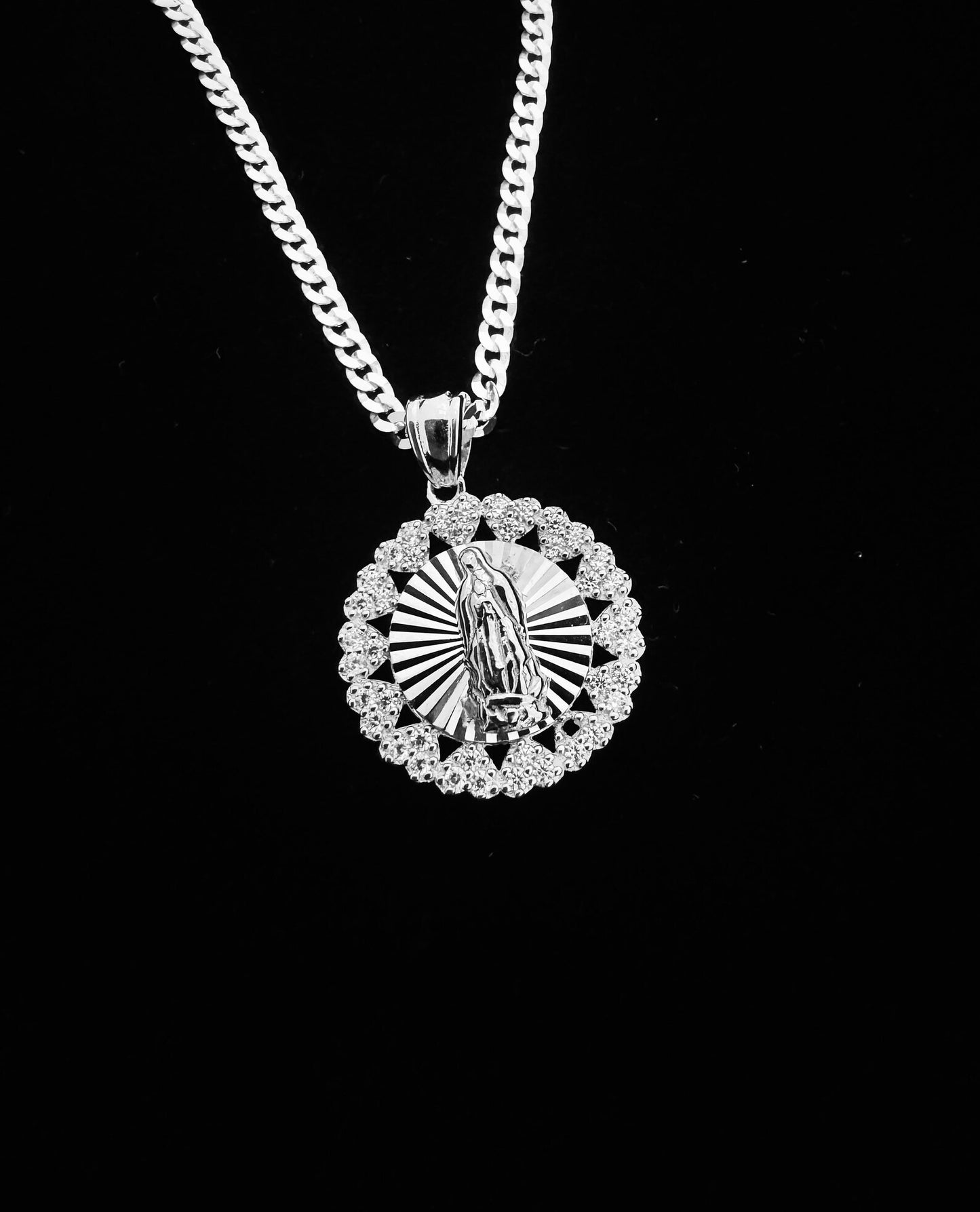 SOLID Genuine 925 Sterling Silver Lady of Guadalupe Pendant D