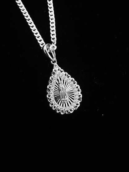 SOLID Genuine 925 Sterling Silver Lady of Guadalupe Pendant B