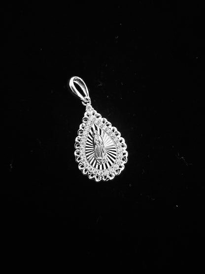 SOLID Genuine 925 Sterling Silver Lady of Guadalupe Pendant B