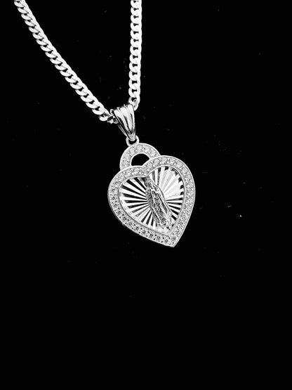 SOLID Genuine 925 Sterling Silver Lady of Guadalupe Pendant A