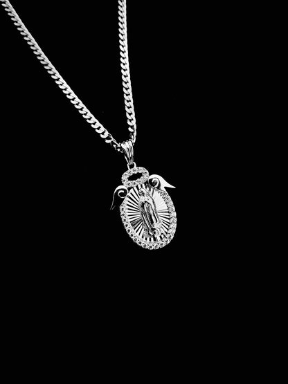 SOLID Genuine 925 Sterling Silver Lady of Guadalupe Pendant I