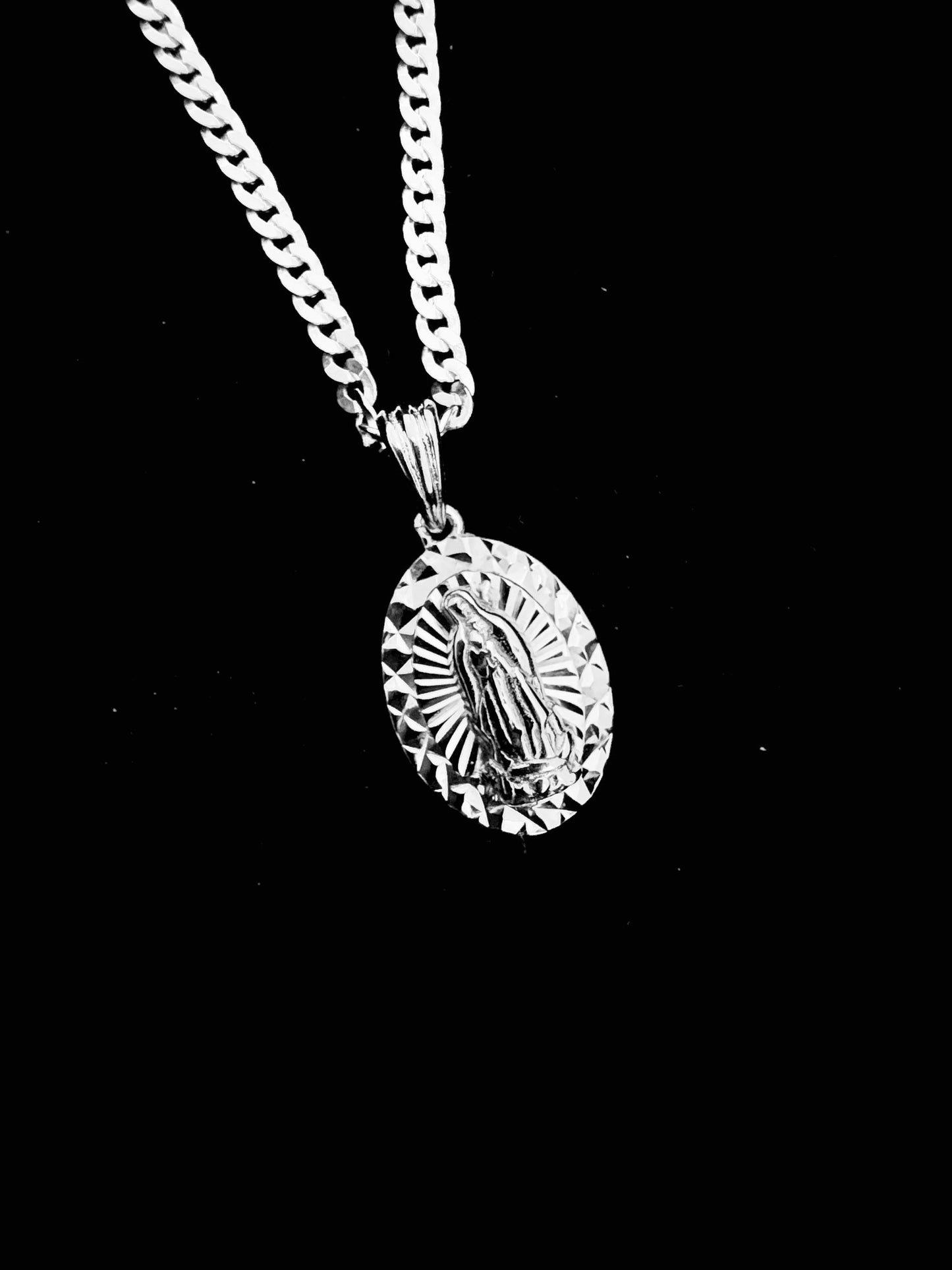 SOLID Genuine 925 Sterling Silver Lady of Guadalupe Pendant G