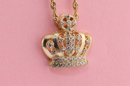 10k Gold HANDMADE Crown Unique Style Pendant for Thinner Chains