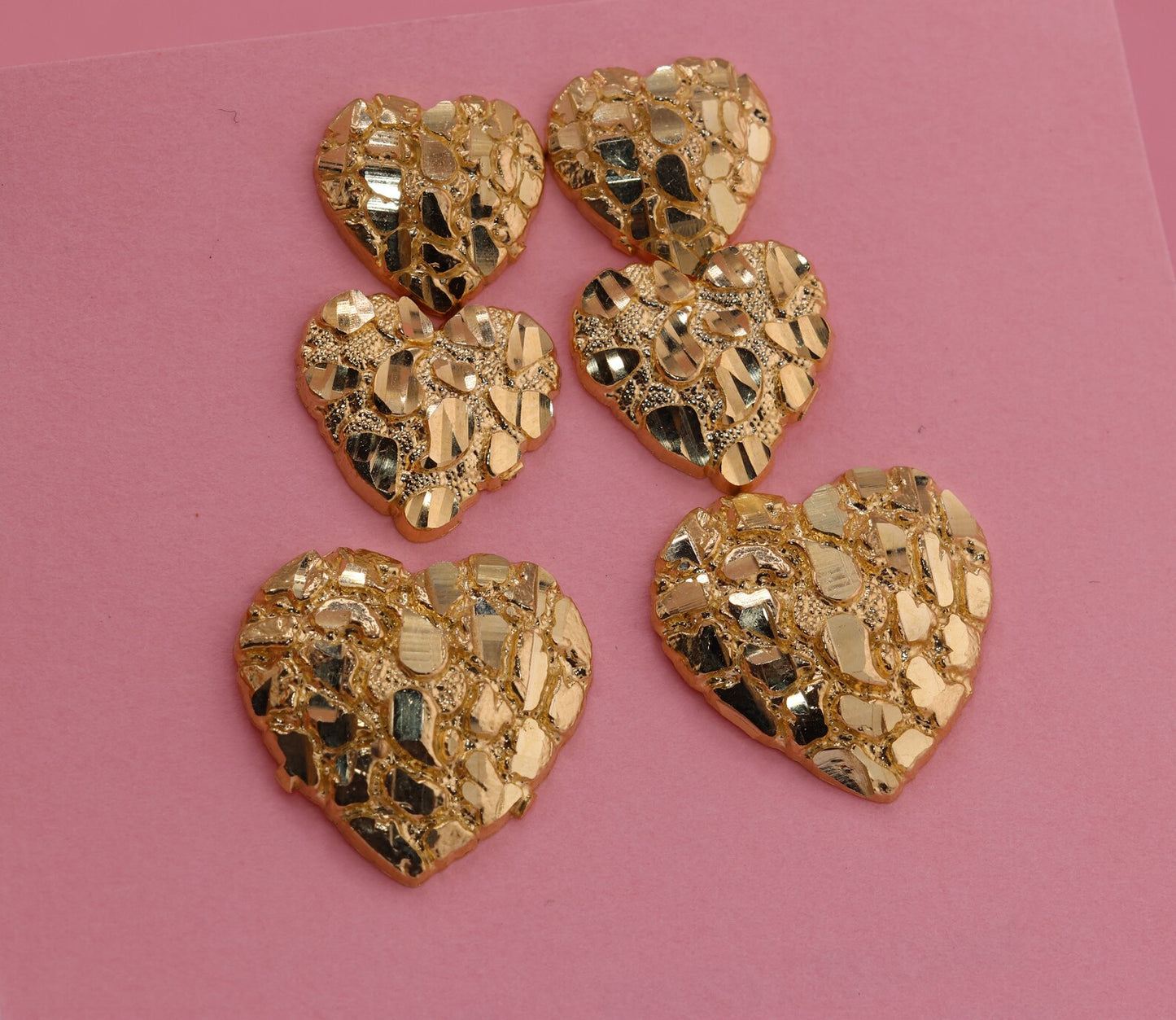 10k Solid Gold Heart Nugget Stud Earrings-3 sizes