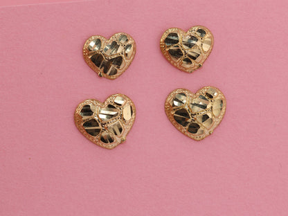 10k Solid Gold Heart Nugget Stud Earrings-2 sizes