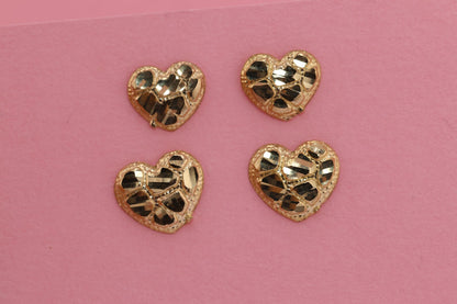 10k Solid Gold Heart Nugget Stud Earrings-2 sizes