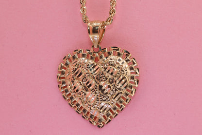 10K Solid Gold Rolex Heart Nugget Pendant