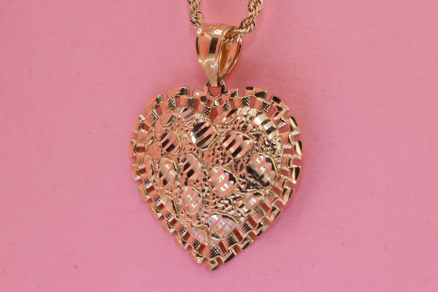 10K Solid Gold Rolex Heart Nugget Pendant