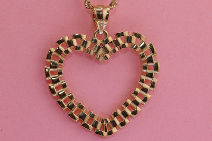 10k Solid Gold Rollie Heart Love Charm Pendant Necklace