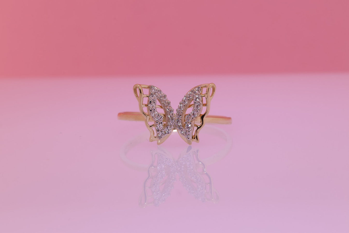 14k Gold Cubic Zirconia Butterfly Ring H