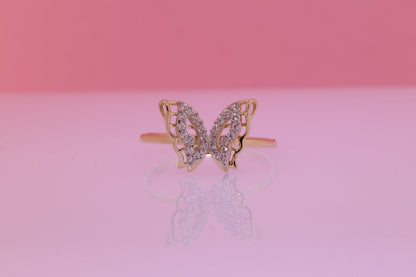 14k Gold Cubic Zirconia Butterfly Ring H