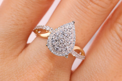 14K Pear Shape Paved Engagement Ring