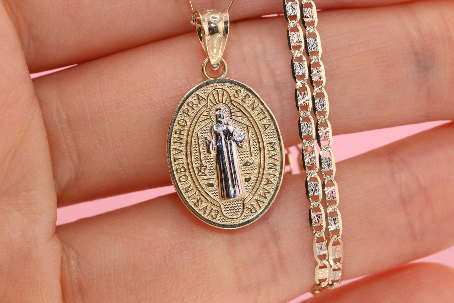 14k Saint Benedict Pendant Necklace B