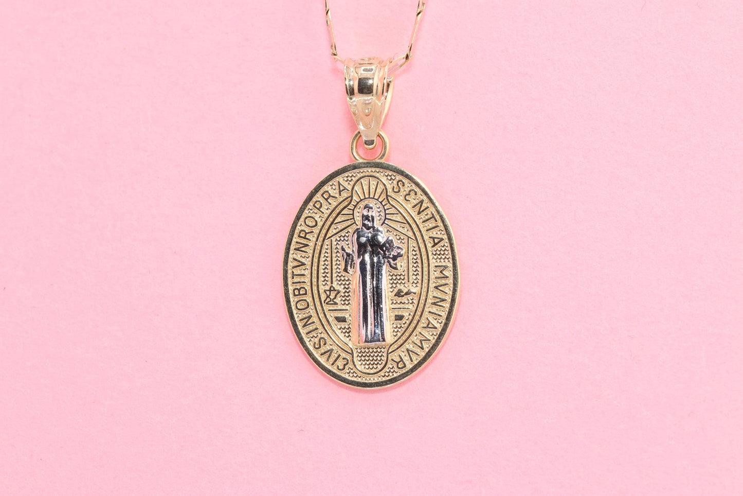 14k Saint Benedict Pendant Necklace B