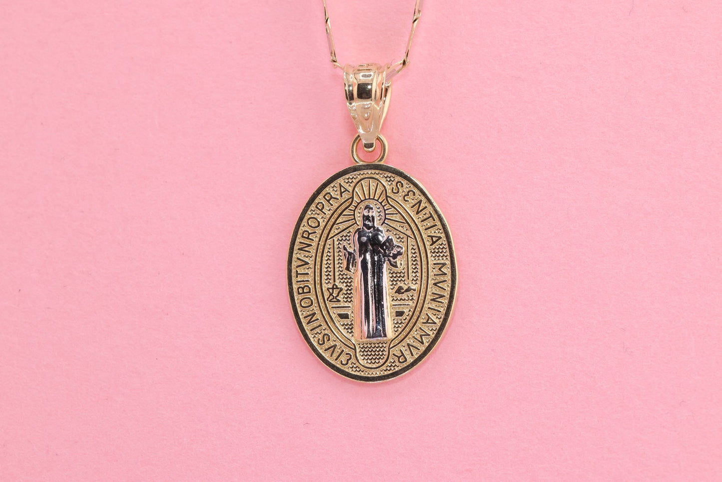 14k Saint Benedict Pendant Necklace B