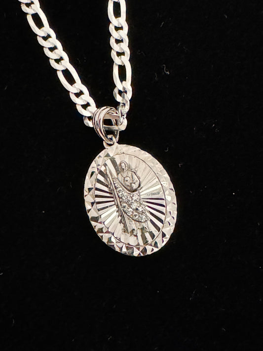 SOLID Genuine 925 Sterling Silver Saint Jude Necklace A