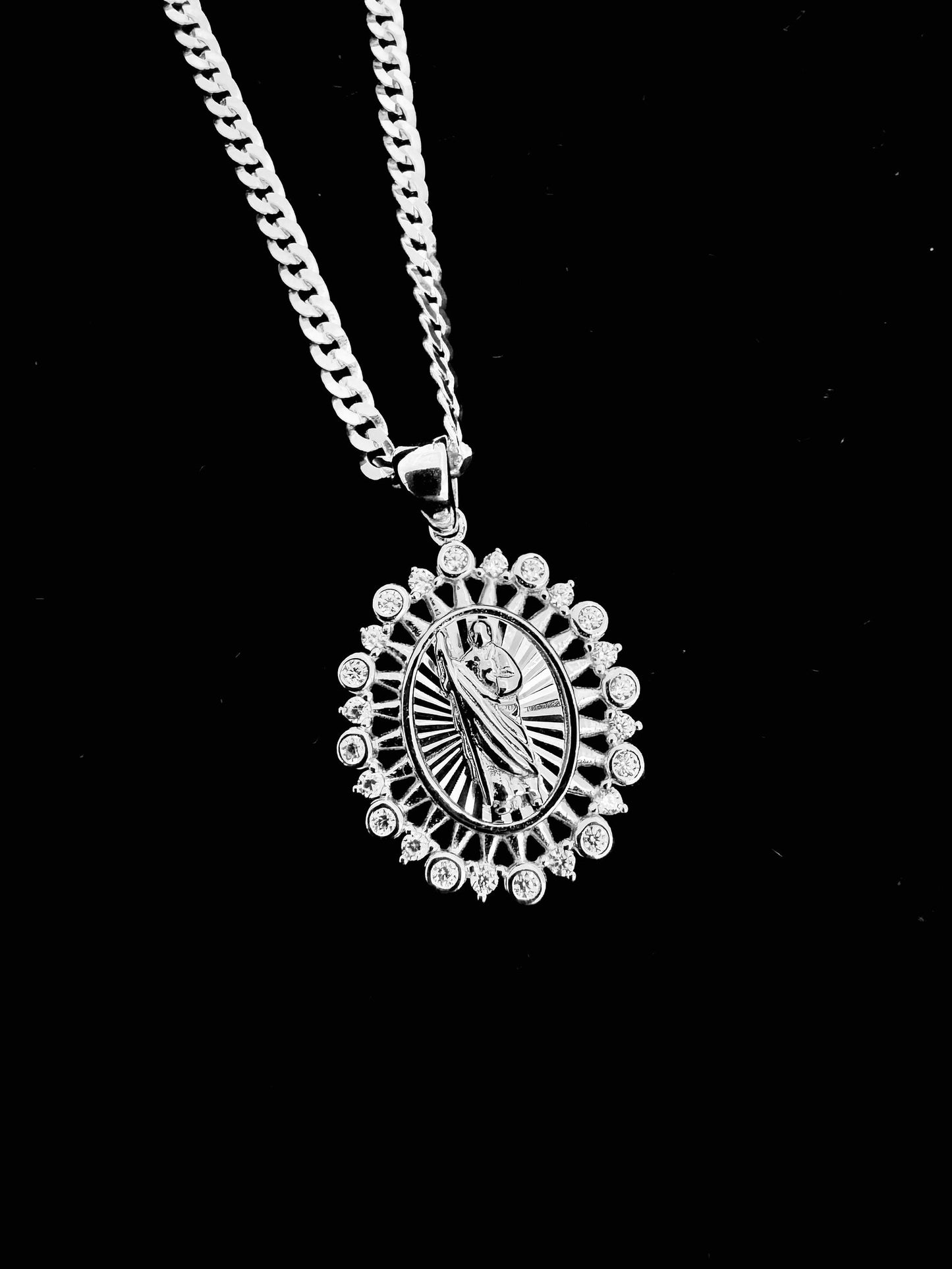 SOLID Genuine 925 Sterling Silver Saint Jude Necklace C