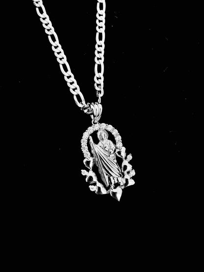 SOLID Genuine 925 Sterling Silver Saint Jude Necklace E