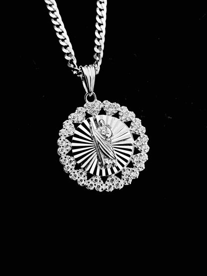 SOLID Genuine 925 Sterling Silver Saint Jude Necklace G