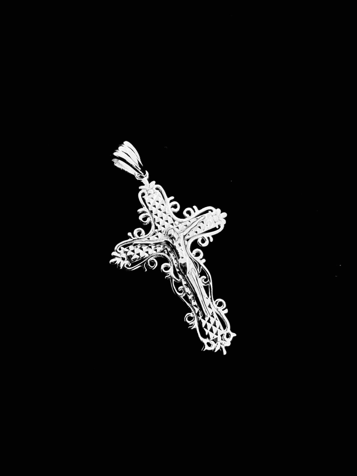 SOLID Genuine 925 Sterling Silver Cross Jesus Crucifix Crucifijo Charm Pendant A