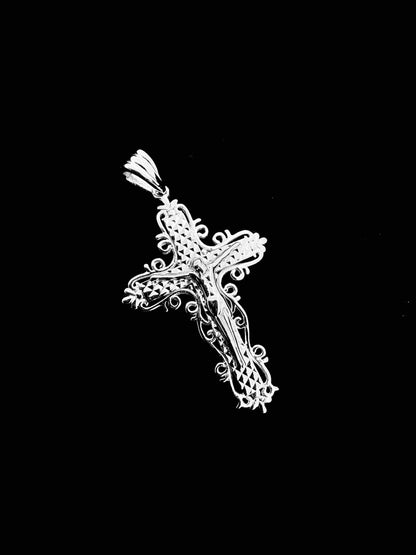 SOLID Genuine 925 Sterling Silver Cross Jesus Crucifix Crucifijo Charm Pendant A